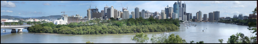 Brisbane River City where the Muddy Brown Brisbane river takes a sharp bend at Kangaroo Point
